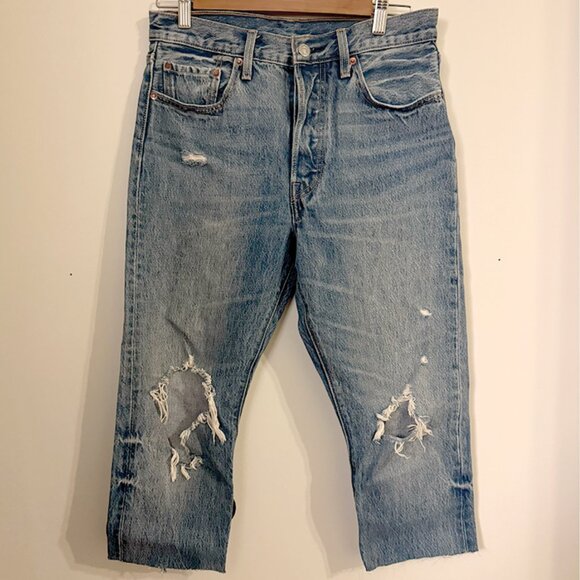 Levi's 501 Skinny, Mid rise, distressed Women's Jeans, cropped - Picture 1 of 5